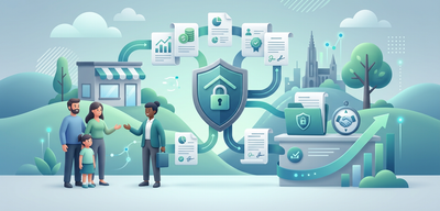 Versicherungsmakler beraten Familien und Unternehmen mit vielfältigem Schutz und Unterstützung, während Ulm im Hintergrund liegt.